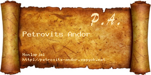 Petrovits Andor névjegykártya