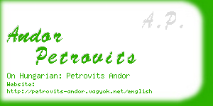 andor petrovits business card